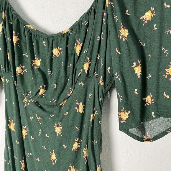 Fourteenth Place Benji Floral Midi Dress in Hunter Floral Green Large 208 - Picture 3 of 9